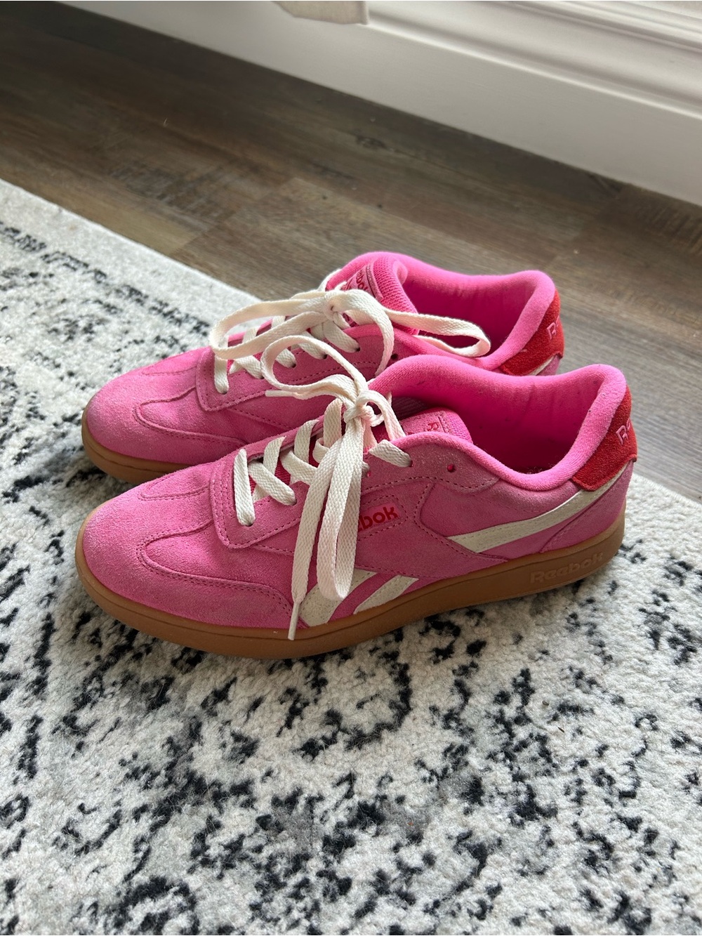 Reebok Women's Pink Suede Sneakers with Gum Sole